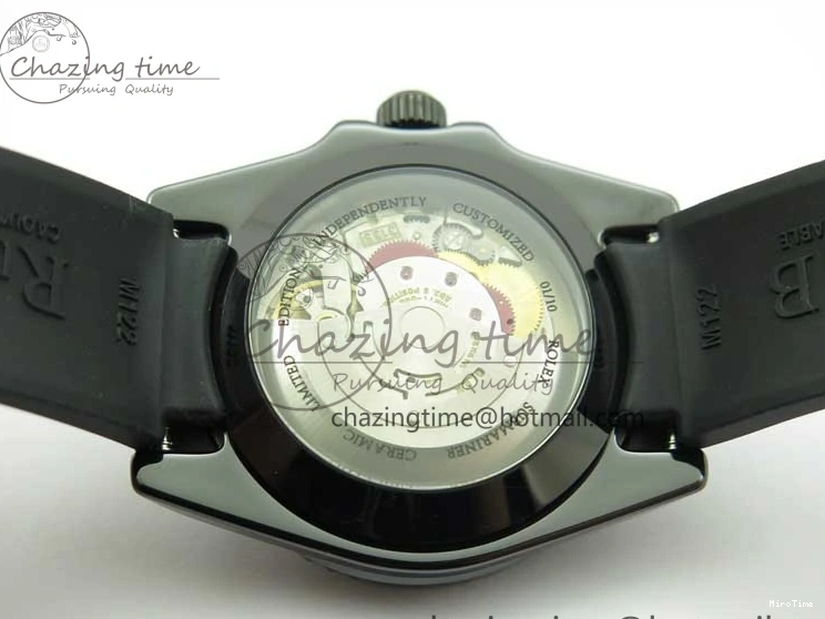 MiroTime 1227 Submariner 40mm Black Ceramic 5GF Best Edition Blue Candy Dial on Black Rubber Strap SA FashionForward 2473